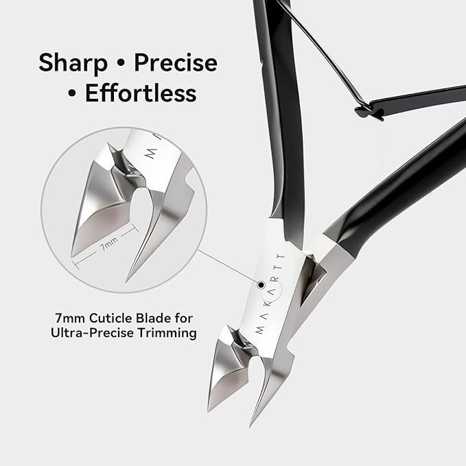 Makartt Cuticle Trimmer Set: Professional Cuticle Nipper and 2 Cuticle Pushers, Stainless Steel Manicure Tools for Nail Care and Prep, 7mm Precision Jaw, Ergonomic, Washable and Portable (Black)