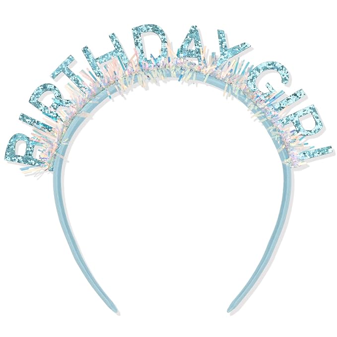 CIEHER Blue Birthday Girl Headband Birthday Crown for Women Girls