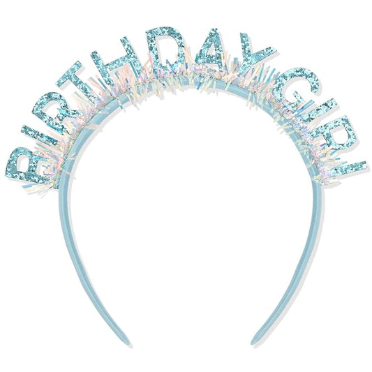 CIEHER Blue Birthday Girl Headband Birthday Crown for Women Girls