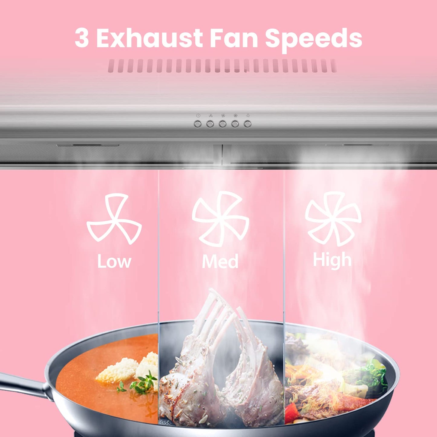 COMFEE' CVU30W4AST 30 inch Under Cabinet Ducted/Ductless Convertible Slim Vent Durable Stainless Steel Kitchen Reusable Filter, 3 Speed Exhaust Fan and 1 LED Lights Range Hood, 2.0 Version