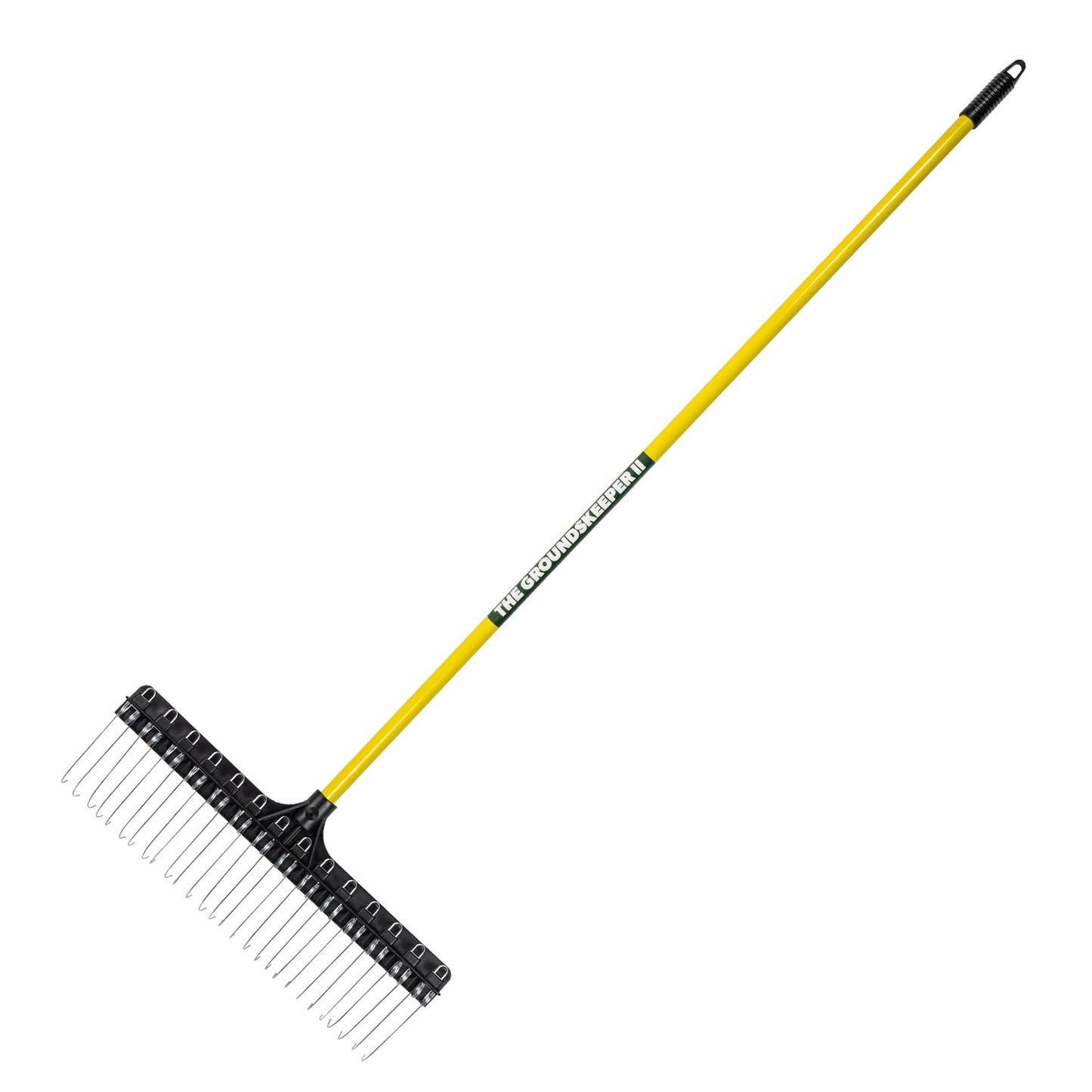 THE GROUNDSKEEPER II Rake 55-inch Lightweight Fiberglass Handle, 21-inch Head, Durable Steel Tines for Gardening, De-Thatching or Professional Landscaping