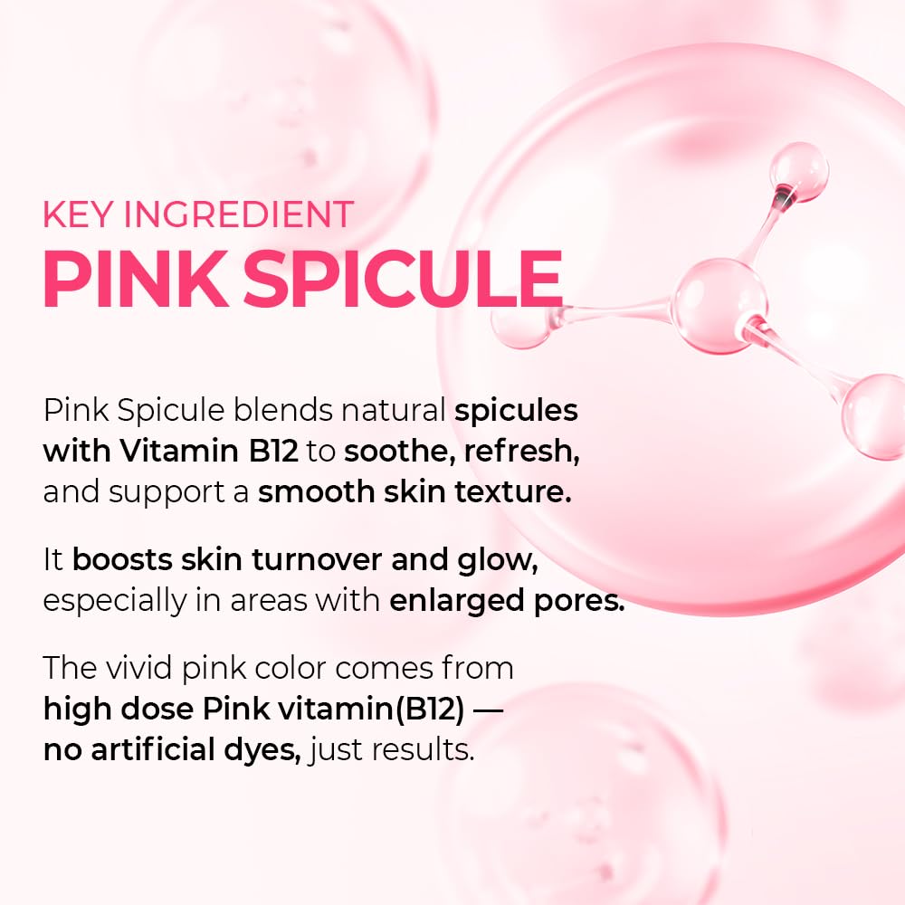 Dr.Melaxin Cyano Pink Spicule Serum with Vitamin B12, Liquid Microneedle Facial Treatment for Enlarged Pores, Niacinamide for Texture Refining & Renewal, 1.01 fl.oz