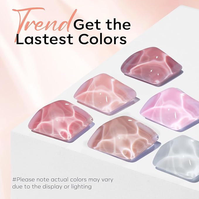 modelones Gel Nail Polish Set, 6 Colors Jelly Gel Polish White Nude Pink Neutral Translucent Nail Polish Soak Off LED Lamp Cured Soapnails Manicure Salon DIY Girl Women Gift