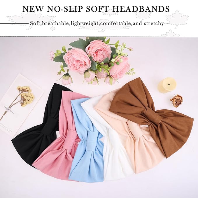 Kachanaa 6 Packs New Wide Headbands for Women,Non Slip Thick Soft Elastic Bandeau Hair Bands Yoga Workout Running Sweat Makeup Hair Wraps Hair Accessories