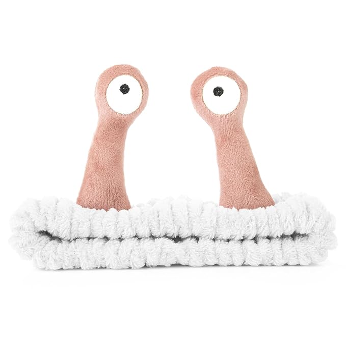Face Wash Headband, Palm and Snail Spa Hair Bands Makeup Headbands Women Cartoon Cute Coral Fleece Elastic Headband Creative Hair Accessories for Washing Face Shower Sports (Pink&White)