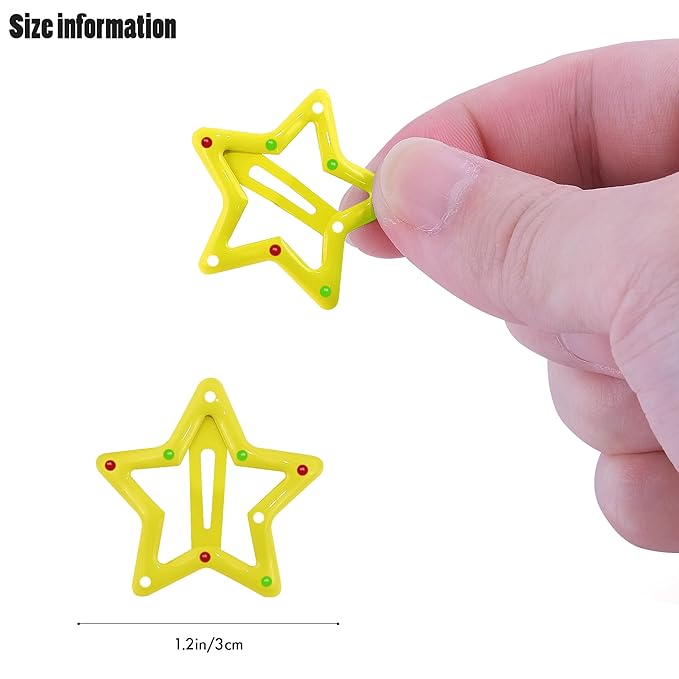 Star Hair Clips Snap Hair Barrettes Non Slip Star Hair Accessories Multiple Colors Metal Hair Clips for Girls Women -15 PCS 1.18"