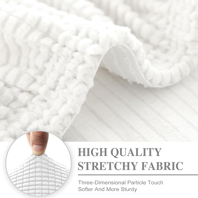 Couch Cushion Cover Seat Cushion Cover Stretch Armchair Cover Separate Sectional Sofa Slipcovers Furniture Protector(1 Piece for Seat or Sofa Backrest, White)