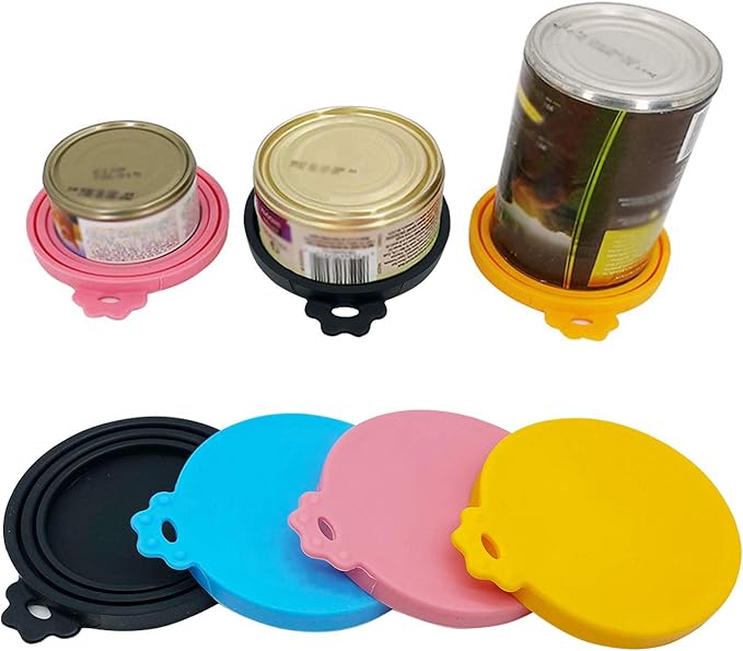 Food Can Covers/4 Pack/Universal BPA Free Silicone Dog Cat Tin Lids for Dog and Cat Food/Fits All Standard Size Can Tops for Pet Food Storage(Mix Color1)