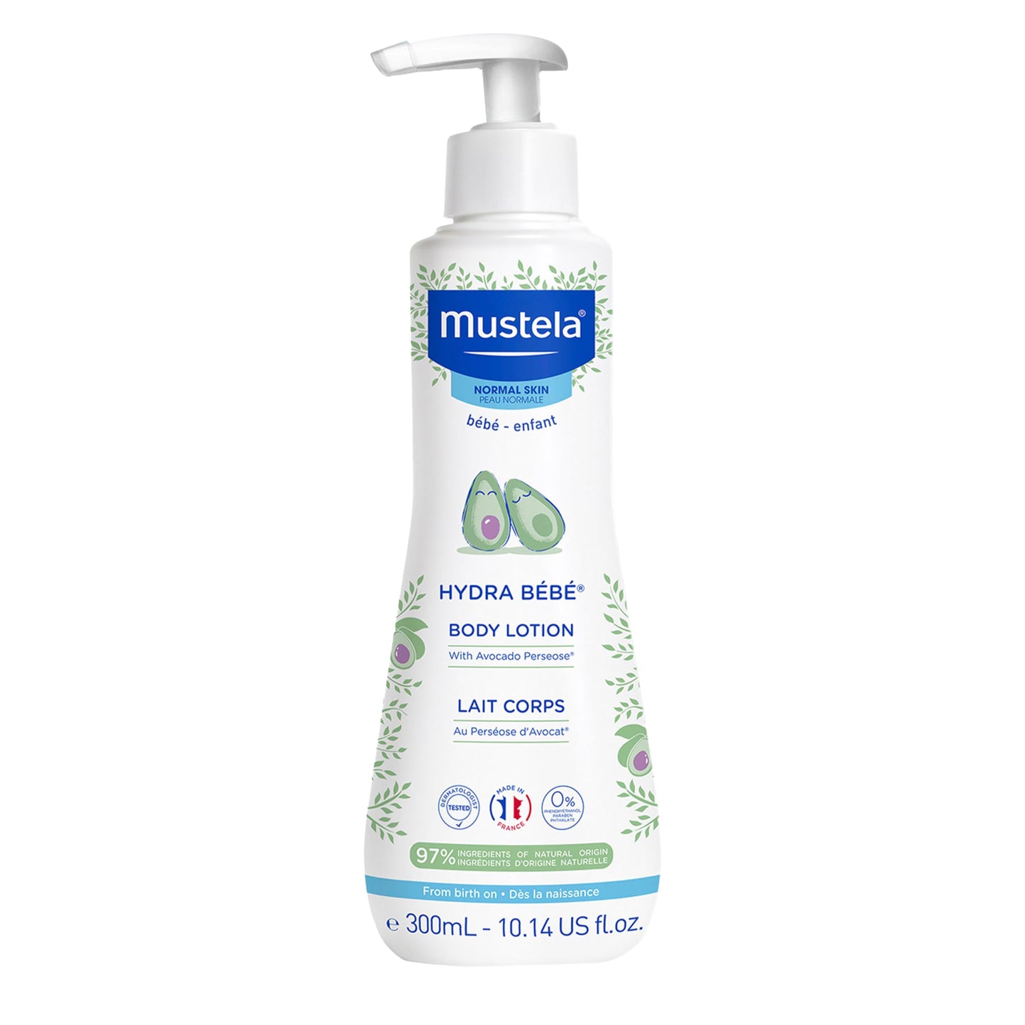 Mustela Hydra Bebe Body Lotion - Daily Moisturizing Baby Lotion with Natural Avocado, Jojoba & Sunflower Oil - 10.14 fl. oz.