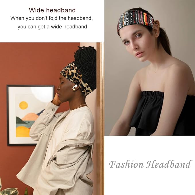 YONUF Boho Headbands For Women Fashion Wide Headband Yoga Workout Head Bands Hair Accessories Band 6 Pack