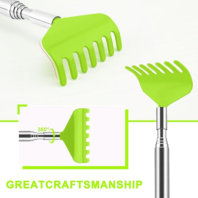 NICEMOVIC 6 Pack Back Scratcher for Women Men, Christmas Stocking Stuffers, Prizes for Adults, White Elephant Gifts for Adults, Extendable Bulk Back Massager Tool for Thanksgiving Birthday (Green)