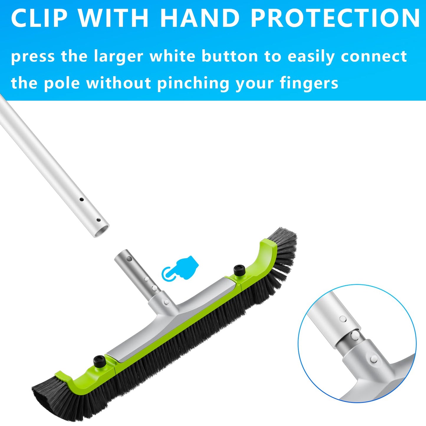Sepetrel 20” Pool Brush Head for Cleaning Walls,Heavy Duty Inground/Above Ground Swimming Pool Scrub Brushes with Premium Strong Bristle & Reinforced Aluminium Back