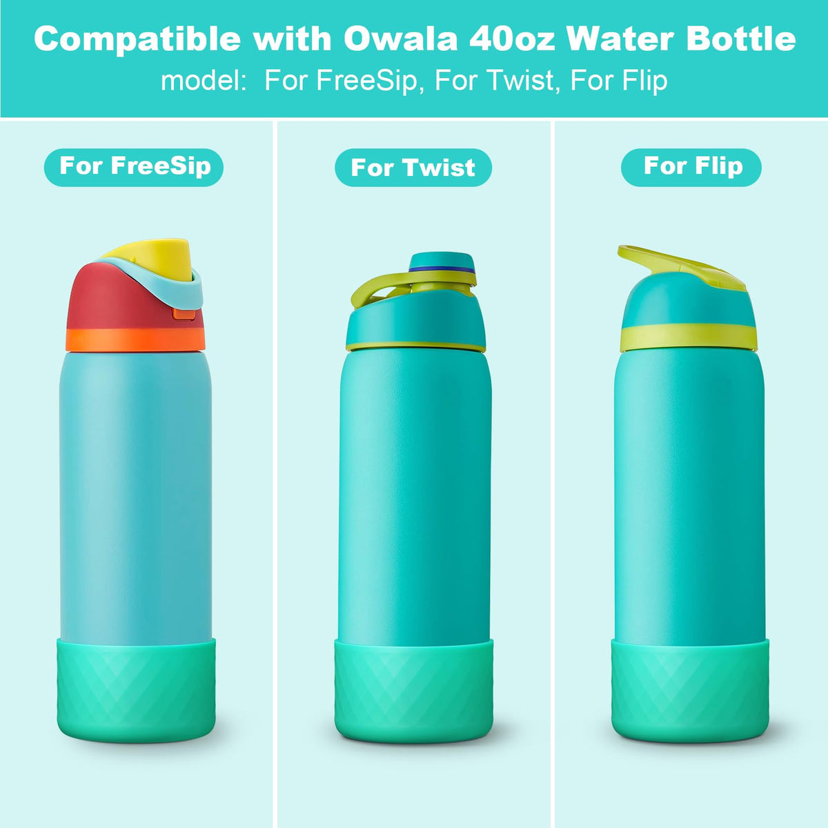 Beonsky Silicone Boot for Owala Water Bottle 40 oz, Anti-Slip Protective Sleeve for FreeSip/Twist/Flip Stainless Steel Water Bottles Accessories
