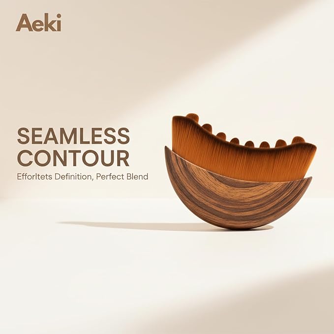Aeki Lymphatic Contour Face Brush - Lymphatic Drainage Massager, Dry Facial Gentle Beauty Tool - Chin & Jawline Sculpting - for All Skin