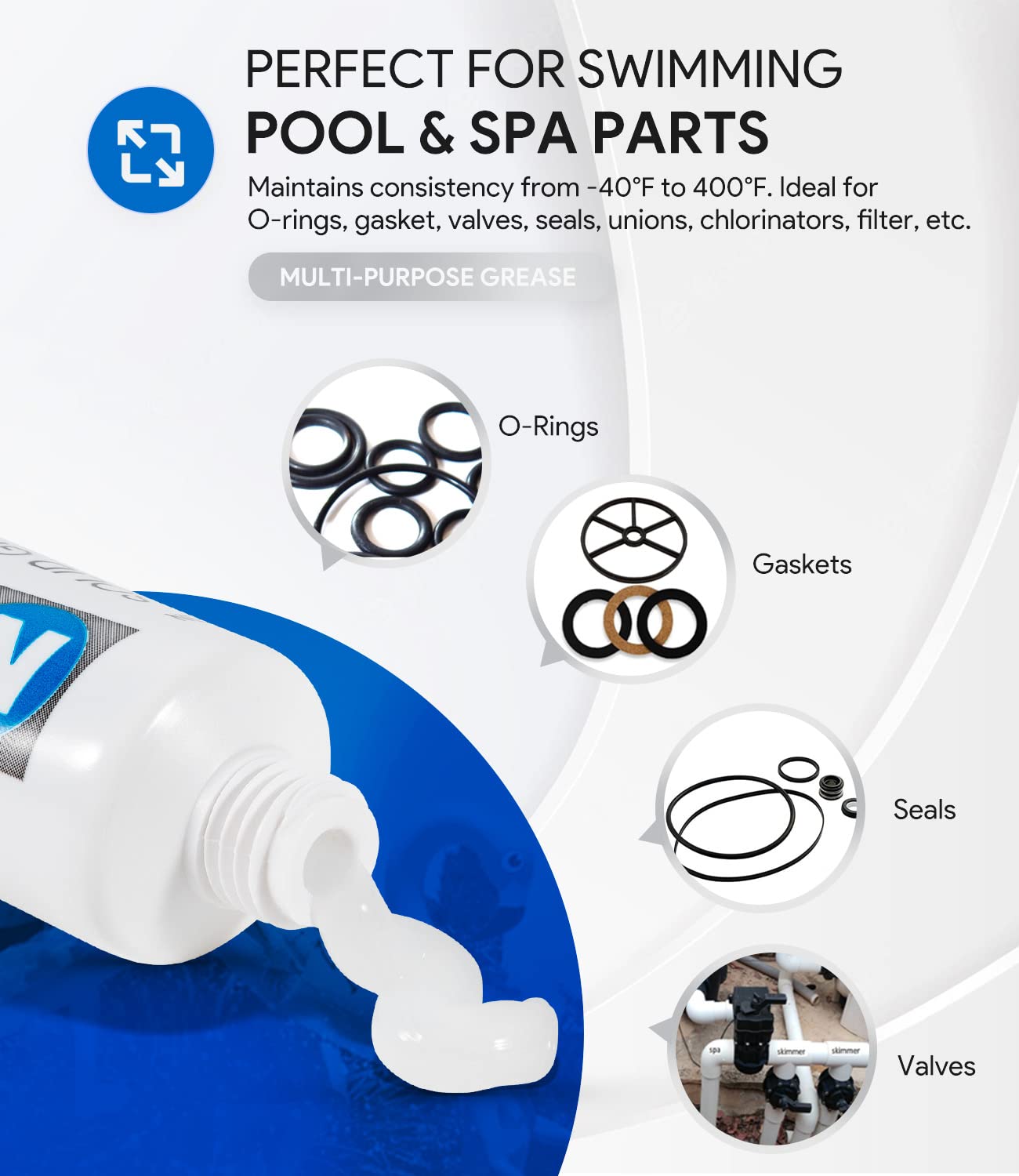 Replacement for Hayward SPX0327 3 Ounce Waterproof Lube for Swimming Pool Metal Parts O-Ring Gasket Silicone Lubricant, Plumbers Grease 3 oz Tube Lubricant (Limited Edition)