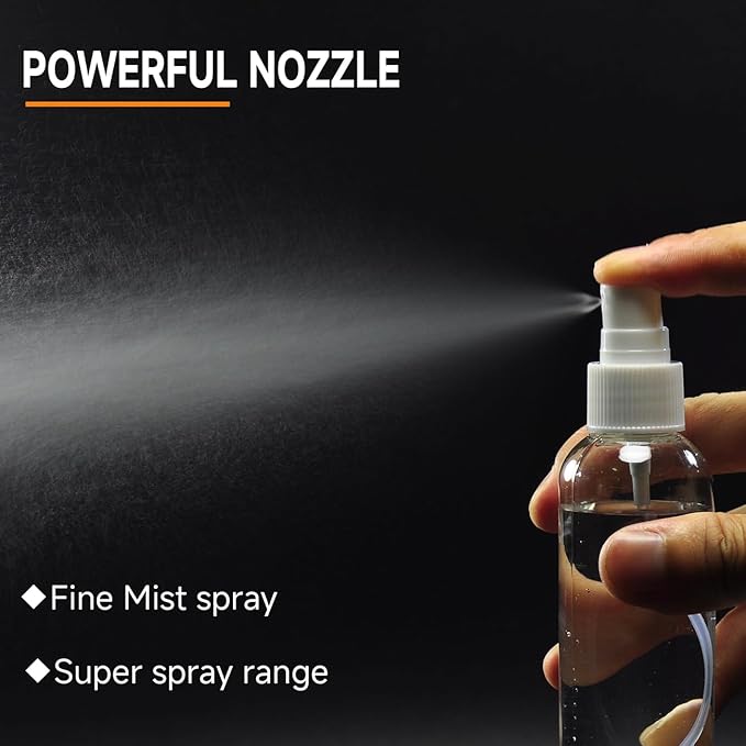 Small Spray Bottles 2OZ, Plastic Travel Spray Bottle, Refillable Mini Spray Bottle for Face, Liquids, Perfume, with Labels (3 Pack)