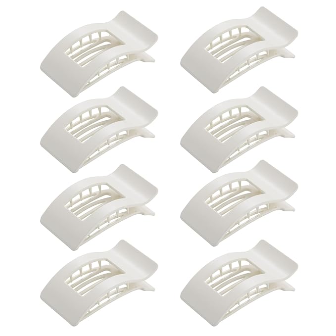 8 Pack Flat Hair Clips for Women – Sleek Non-Slip Claw Clips with Strong Hold, Minimalist Hair Accessories for Bridal, Office, or Everyday Wear (Glossy White)