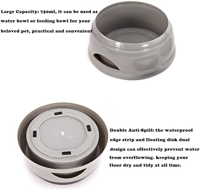 Love Dream No Spill Dog Water Bowl, No Drip Dog Slow Water Feeder No Slip Vehicle Carried Pet Water Dispenser 25 oz with Floating Disk Slow Drinking Bowl for Dogs Cats (Pink)