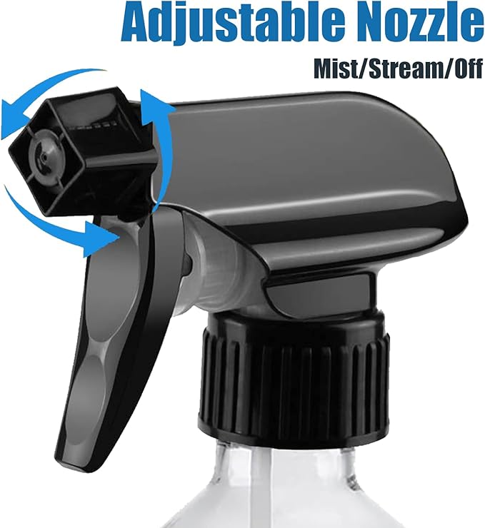 Plastic Spray Bottles for plant - 10oz/300ml - Mist Stream - No Clog No Leak, Easy to Grip with Adjustable Nozzle for Hair, Cooking, Cleaning - BPA Free
