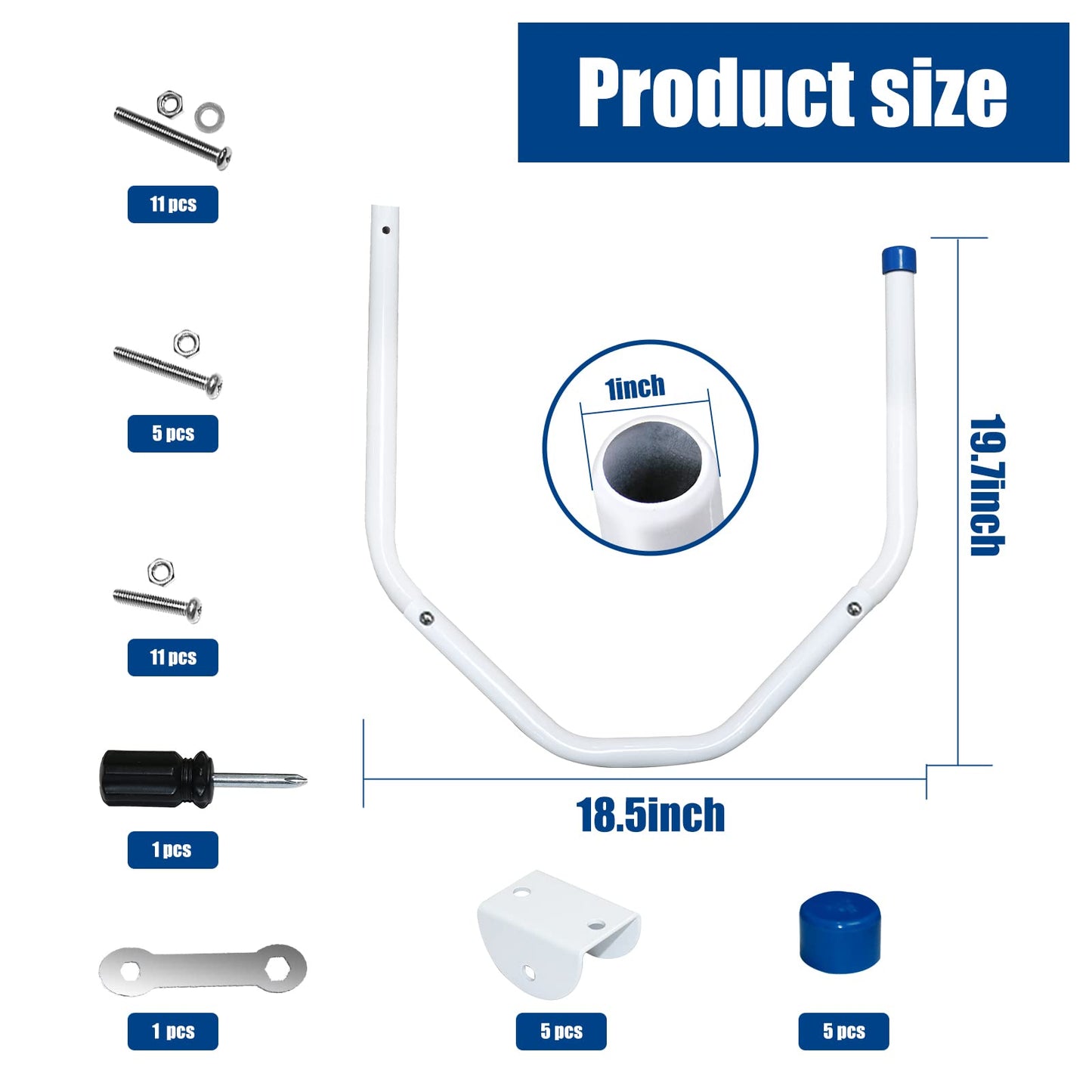 Solar Cover Holder 5-Piece Set | U-Shaped Hooks Keep Solar Cover/Blankets Off The Ground, Strong & Stable Solar Cover Hooks with Bearing Up to 60 Lbs, Fit for Steel-Wall Above-Ground Pools (White)