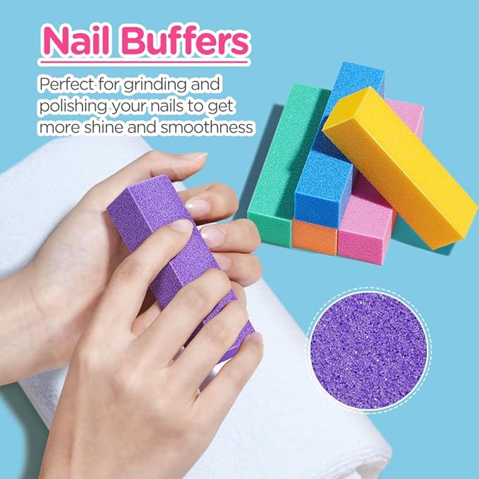 TsMADDTs Nail Buffers and Files, 6 pcs Buffer Blocks, 6PCS 100 180 Grit Files, Professional Manicure Tools Kit, Nail Care Tools Kit