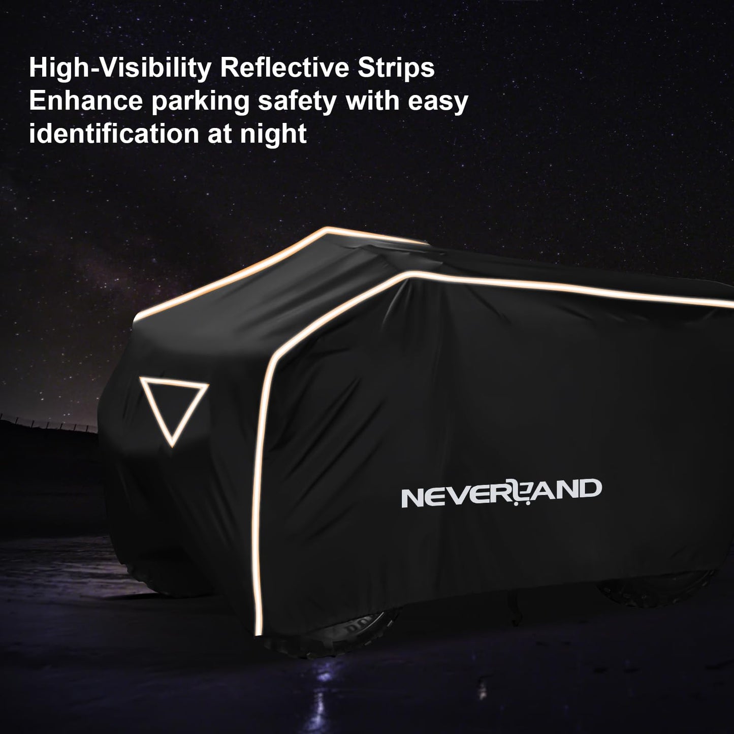 NEVERLAND ATV Cover 420D Waterproof Heavy Duty 4 Wheeler Cover Quad Cover All Season Weather Proof Outdoor UV Protection for Polaris Yamaha Suzuki Honda (Black & Orange Large)