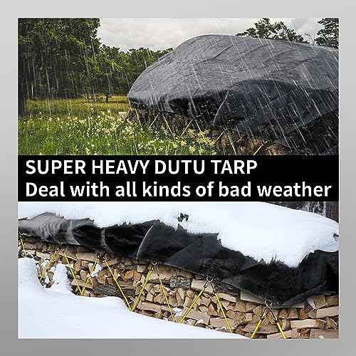 TARPAL Tarp 12x14 Feet Heavy Duty Tarps 14mil D-Ring Waterproof Tarp for Outdoors UV Protection Triangular Sewing Design Reinforced Corners and Edges£¨Black£©