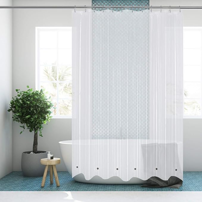 Mrs Awesome Extra Long Shower Curtain Liner with 6 Magnets 72 x 84 inch, Clear PEVA 8G Heavy Duty Thick Plastic Shower Curtain, Waterproof, 72x84