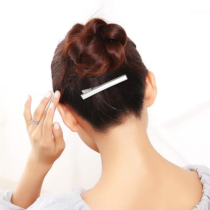 60 Pcs Alligator Curl Clips, Bantoye 2.56 Inch Flat Single Prong Clips Hair Accessories for Hair Styling, Coloring, Silver