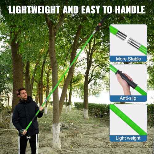 Manual Pole Saw 27ft Extendable Tree Pruner Manual Branches Trimmer Tree Branch Garden Tools Loppers Hand Pole Saws with Lightweight 8 Fiberglass Handles, for Pruning Palms and Shrubs