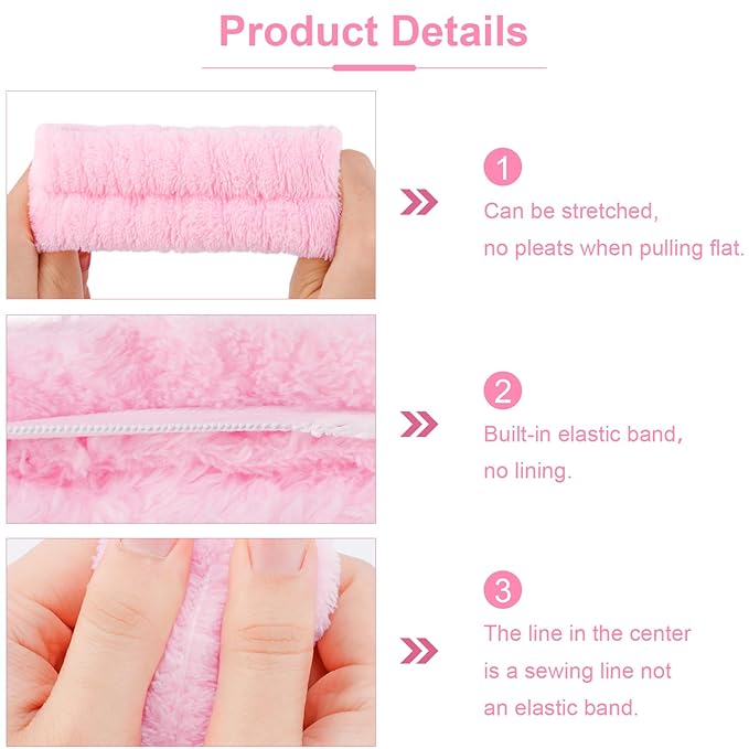 Chanaco Spa 12Pcs Facial Headband and Wristband Set - Terry Cloth Head Wrap for Face Wash, Makeup Removal, Skincare, Shower, Bath, Sport