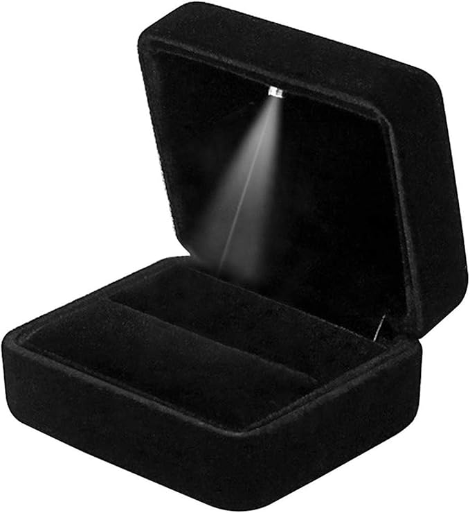 GBYAN Velvet Ring Box with LED Light Jewelry Display Gift Box for Proposal,Engagement, Wedding