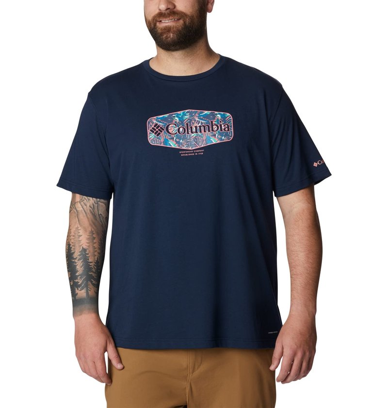 Columbia Men's Thistletown Hills Graphic Short Sleeve, Collegiate Navy HTHR/Wanderland Graphic, XX-Large