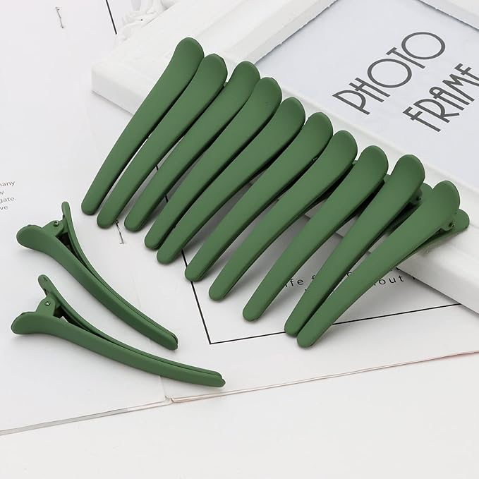 YISSION 12 PCS Hair Clips for Styling Sectioning, 3.1 Inch Matte Alligator Hair Clips, Hair Barrettes, No Crease Duck Billed Hair Clip, Hair Accessories for Women Girls, Green