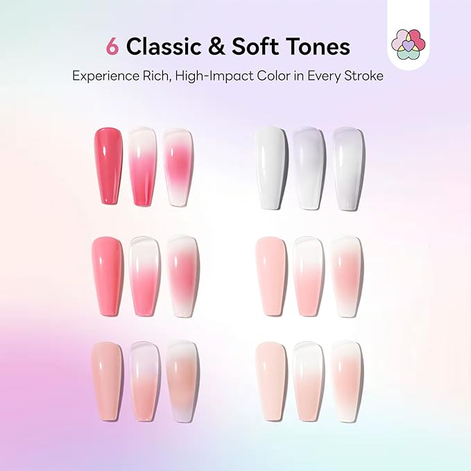SAVILAND Cushion Patting Gel Polish Kit: 6 Colors Pat Gel UV LED Painting Gels with 100PCS Sponges for Nail Art Pigmented No Wipe Ombre Gels Polish Blooming Blush Aura Nails for DIY Home Salon