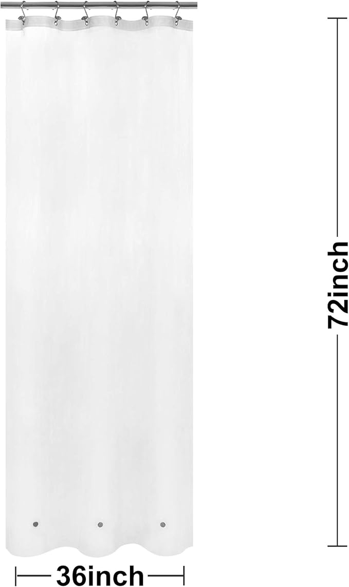 Barossa Design Frosted Stall Shower Curtain Liner with 3 Magnets - 36" x 72", Waterproof PEVA Shower Liner for Small Bathroom Stall, PVC Free, Metal Grommets - Frost, 36X72 (Pack of 2)