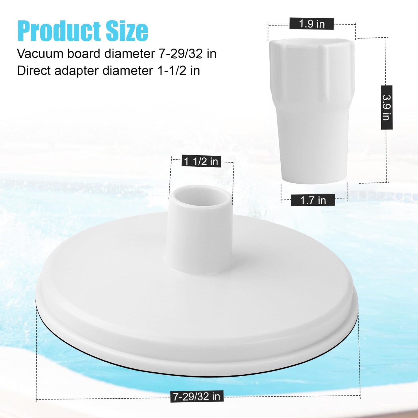 SP1106 Pool Skimmer Vacuum Plate and 1-1/2" Pool Spiral Wound Vacuum Hose Cuff for Hayward SP1082 1084 1085 1075 In-Ground Pool Skimmer - Connects Vacuum Head & Skimmer Threaded ABS Plastic
