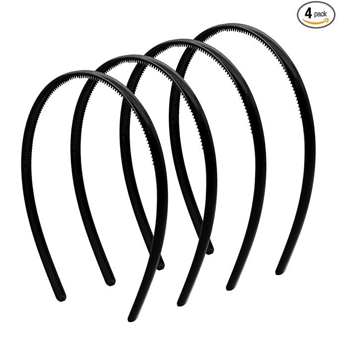 forenee Plastic Thin Skinny Headbands - Headbands for Women - Plain Headband for Girls DIY - Hair Bands Teeth Comb Headband Halloween Comb - Black