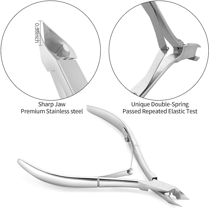 YINYIN Cuticle Trimmer with Cuticle Pusher and Cutter, Professional Stainless Steel Nippers, Cutter Clippers, Cuticle Remover, Pedicure Manicure Tools for Fingernails and Toenails, Sliver