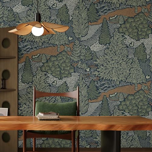 Peel and Stick Wallpaper for Home Decoration Kitchen Forest Treasure Hunt Wallpaper Removable Vinyl Self Adhesive Shelf Paper & Drawer Liner Roll House, Workshop & Office 17.3" x 118" SM-577-3