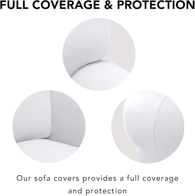 PureFit Super Stretch Sofa Slipcover – Spandex Non Slip Soft Couch Sofa Cover, Washable Furniture Protector with Non Skid Foam and Elastic Bottom for Kids, Pets （Loveseat, White