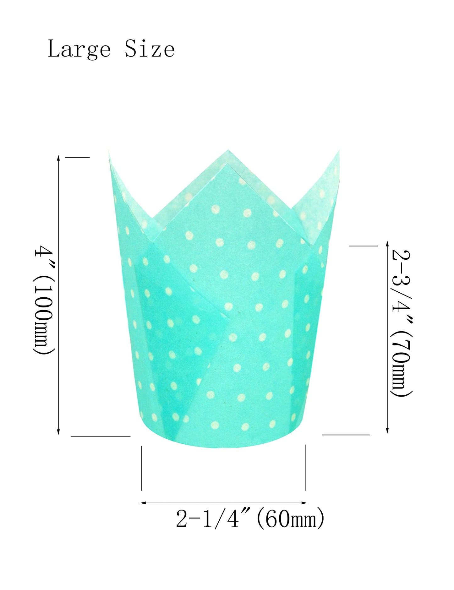 QLSmypkg Large Muffin Greaseproof paper Baking cupcake cups, 2-1/4" x 4" Blue printed with Polka Dot Tulip Baking Cup(Large) (125pcs)