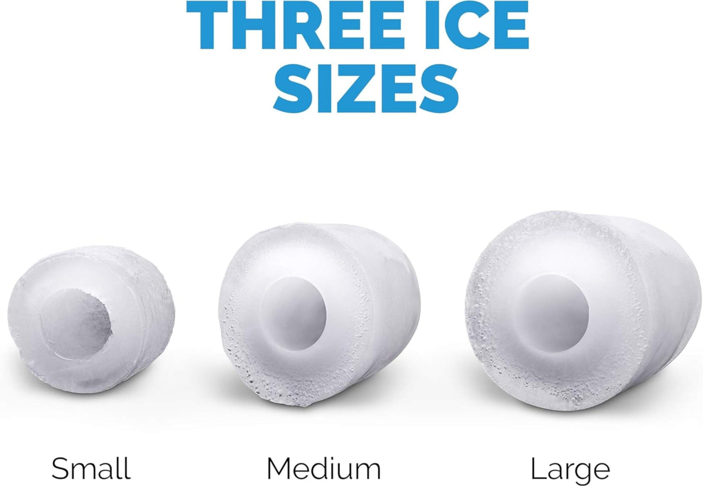 NewAir 50 lb. Countertop Ice Maker | Portable Bullet Ice Machine | 12 Cubes in 7 Minutes, 3 Ice Sizes | Stainless Steel, Self-Cleaning, BPA-Free