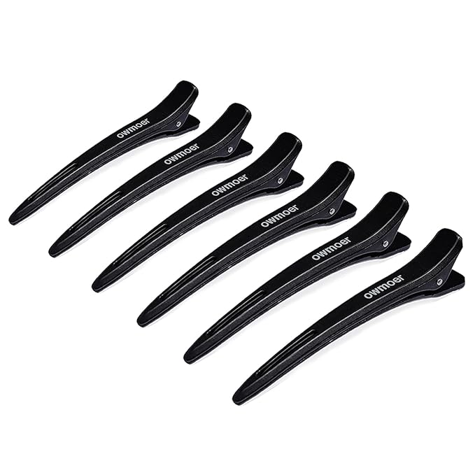 6PCS Professional Duckbill Hair Clips, 4.7 Inch Anti-Slip Sectioning Clips, Strong Hold Non-Deformable Styling Clips for Salon Long Thick Hair, Black
