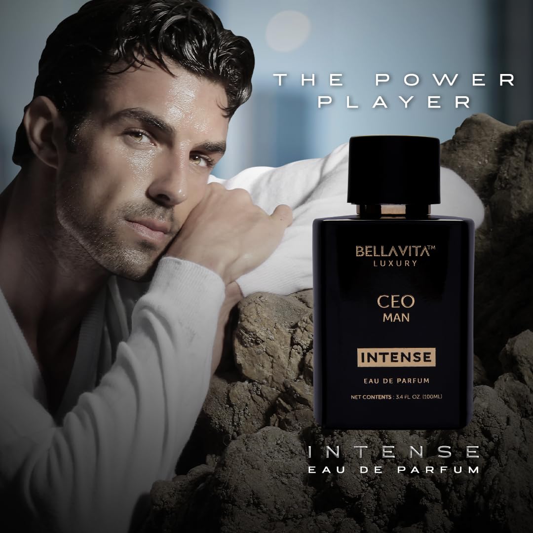 Bellavita Luxury CEO MAN INTENSE Eau de Parfum | 100 ml (3.4 fl.oz.) | Perfume for Men | Aromatic, Lavender, Carnation, and Musk Notes | Long Lasting Men's Fragrance