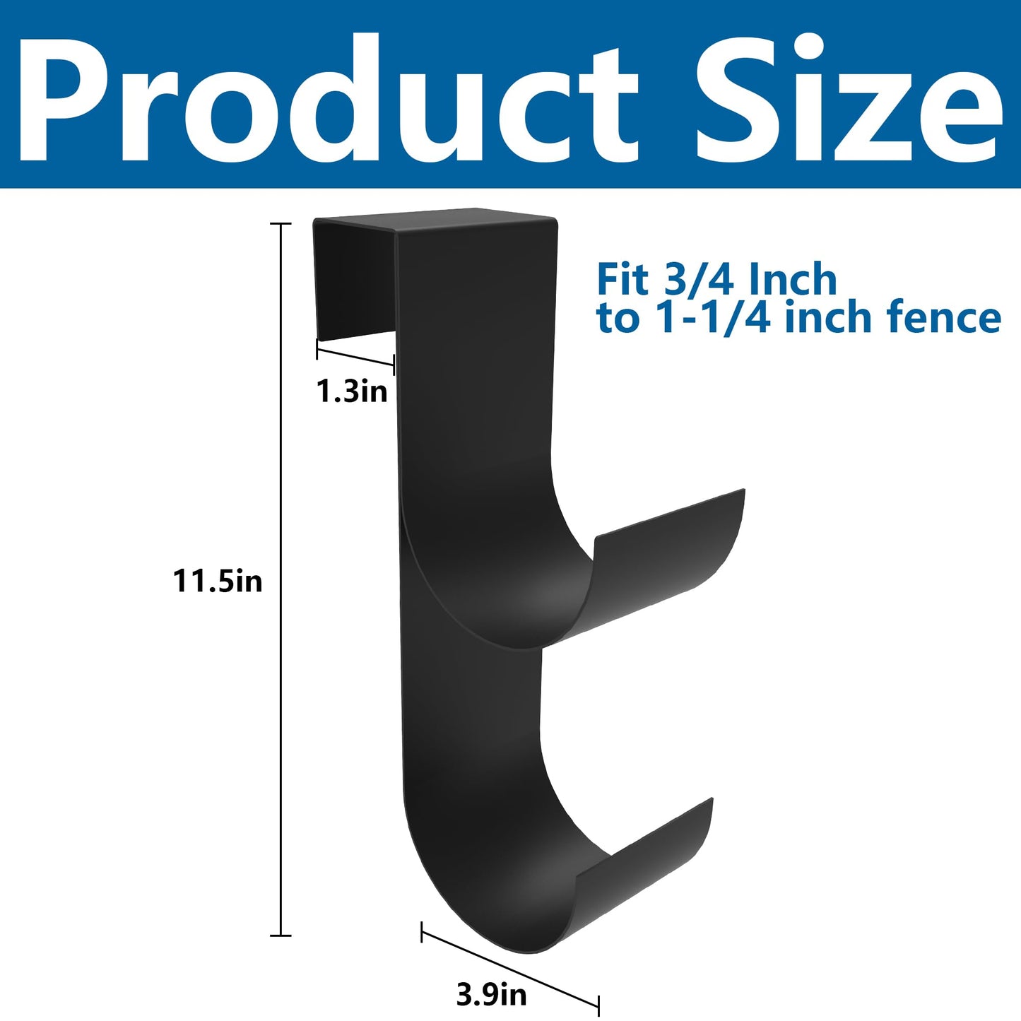 codree 4 Pcs Pool Fence Hooks for Pool Equipment, Black Heavy Duty Fence Hooks for Pool Poles, Slipe-on Fences Hanger for Pools Hose Pools Skimmer, Fit 3/4 Inch to 1-1/4 inch Railing