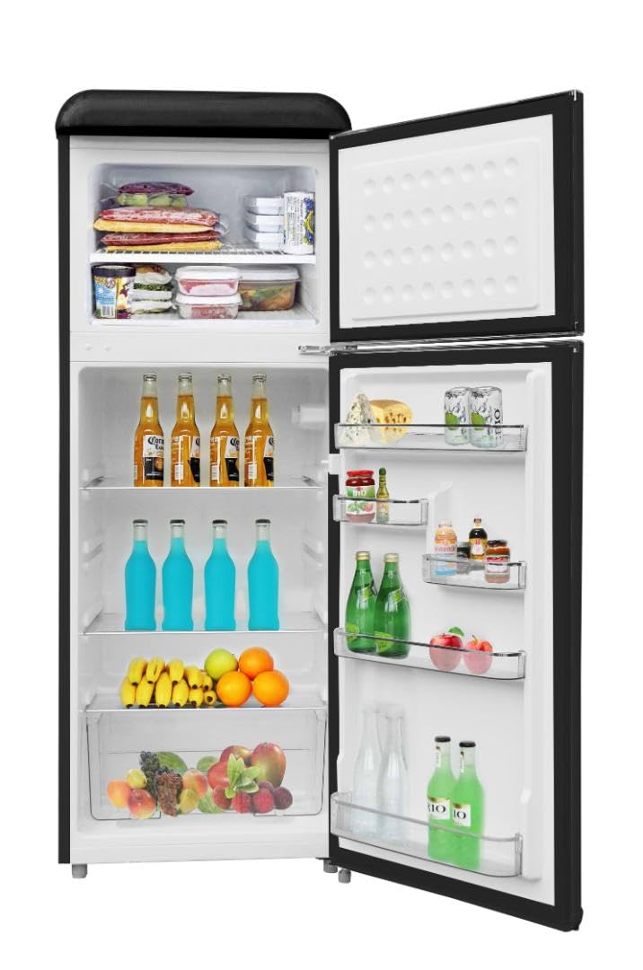 Frigidaire EFR756, 2 Door Apartment Size RETRO Refrigerator with Top Freezer, Chrome Handles, 7.5 cu ft