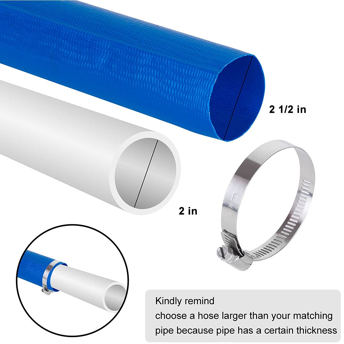 Eastrans 2.5" x 50 FT Pool Backwash Hose,Flat 4 inch Width,Heavy Duty Flat Discharge Hose,Weather and Burst Resistant, Best Pool Hoses for Inground Pools,Pool Filter Hose & Pool Drain Hose