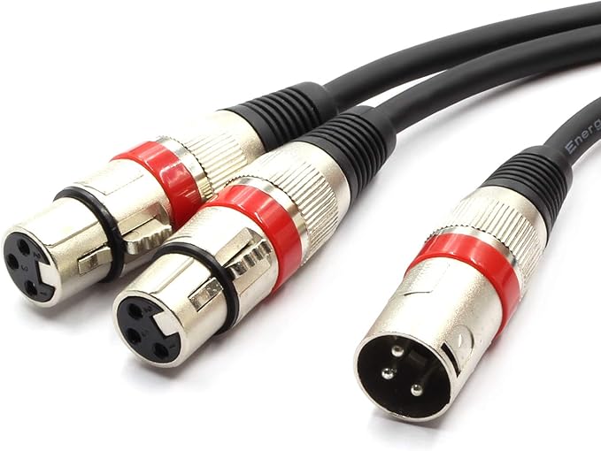 SiYear XLR Splitter Balanced Cable - XLR Male to Dual Female 3 Pin Patch Y Cable Microphone Splitter Cord Audio Adapter 50CM (2PACK)