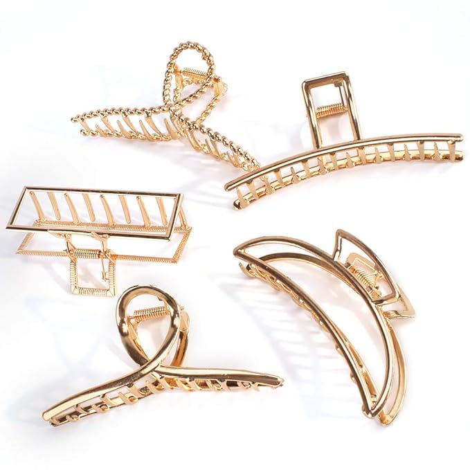 ANBALA Gold Hair Clips, Metal Large Claw Clips for Thick Hair Big Jaw Clips for Hair, Butterfly Hair Clips Hair Accessories for Women